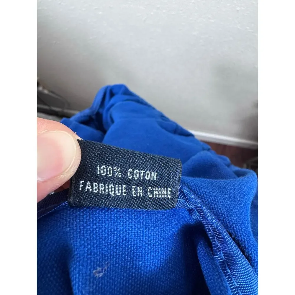 French Connection Wooden Handled Cotton Blue Handbag